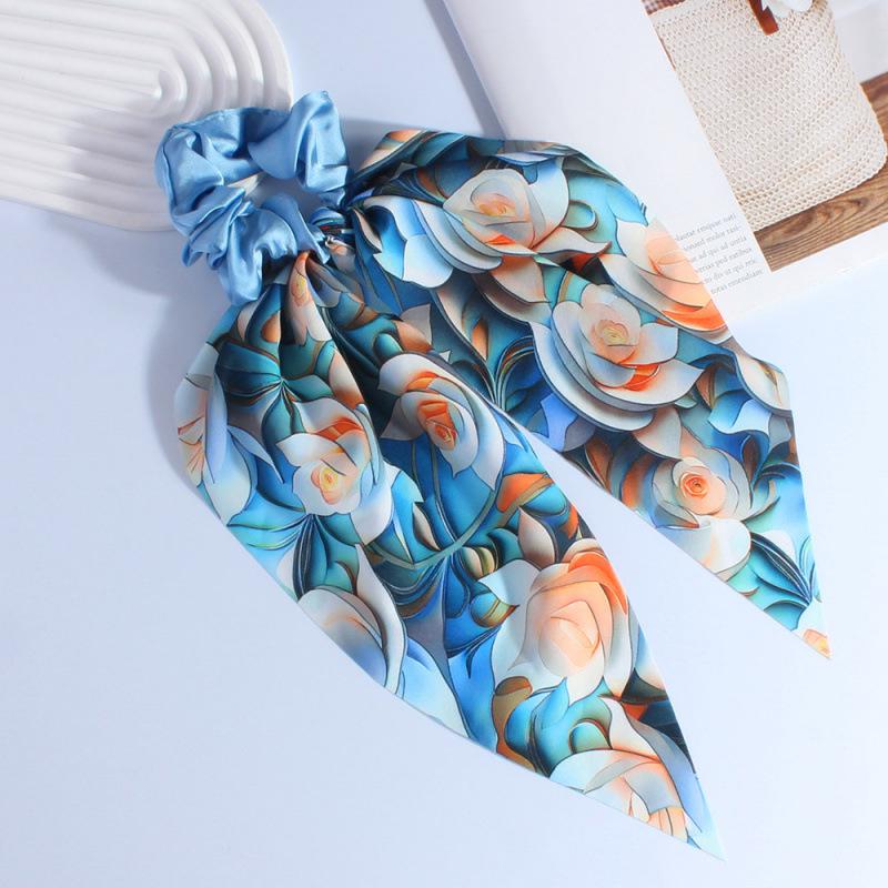 2024 Large Floral Scrunchie Ribbon Hair Accessories for Ponytails