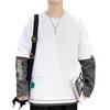 Herren Rundhals-Sweatshirt Frühling und Herbst Neu Japanisch Trendy Locker Lässige Oberteile Vielseitige Unifarbe Übergröße Teenager