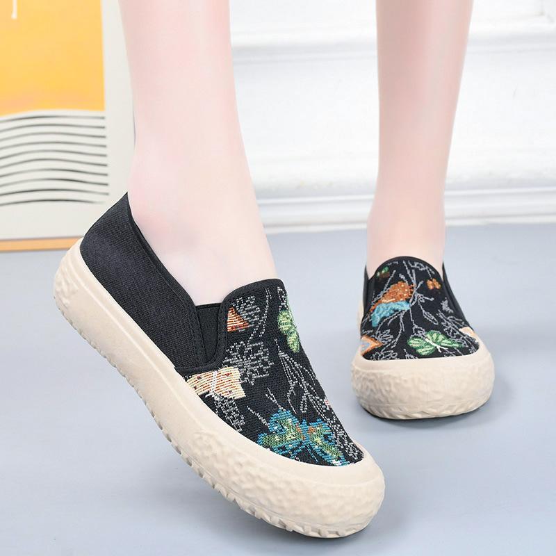 ****** and Autumn Old ******* Cloth Shoes Women's Shoes Fashion Casual Versatile Canvas Shoes S**t Soles Ethnic Style One Pedal Flat Shoes