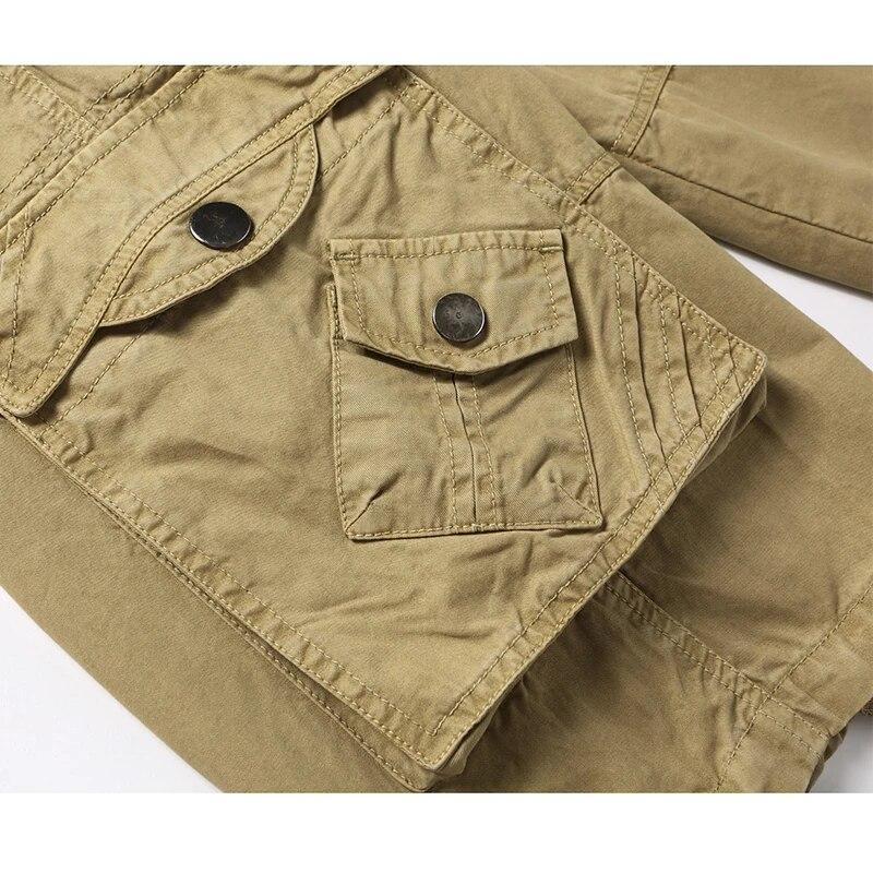 Summer Men's Urban Tactical Military Cargo Shorts Loose Casual Multi-Pocket Cotton Outdoor Hiking Combat Shorts
