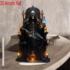 2D Flat Print, Home Decoration Ornaments, Vintage Style Acrylic Reaper Statue with Base, Skull and Flame Design, Home and Office Decoration
