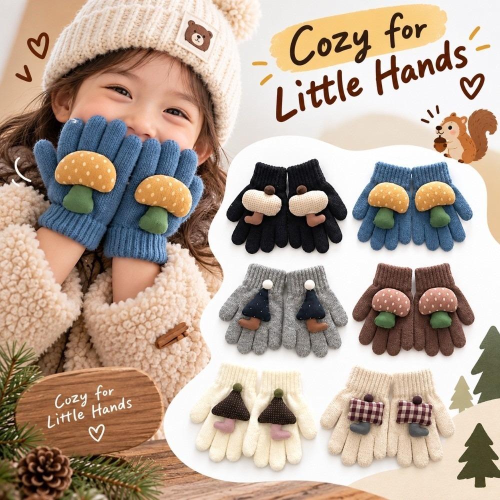 1 Pair Breathable Kids Gloves Cute Full Finger Gloves New Winter Gloves  Outdoor Play
