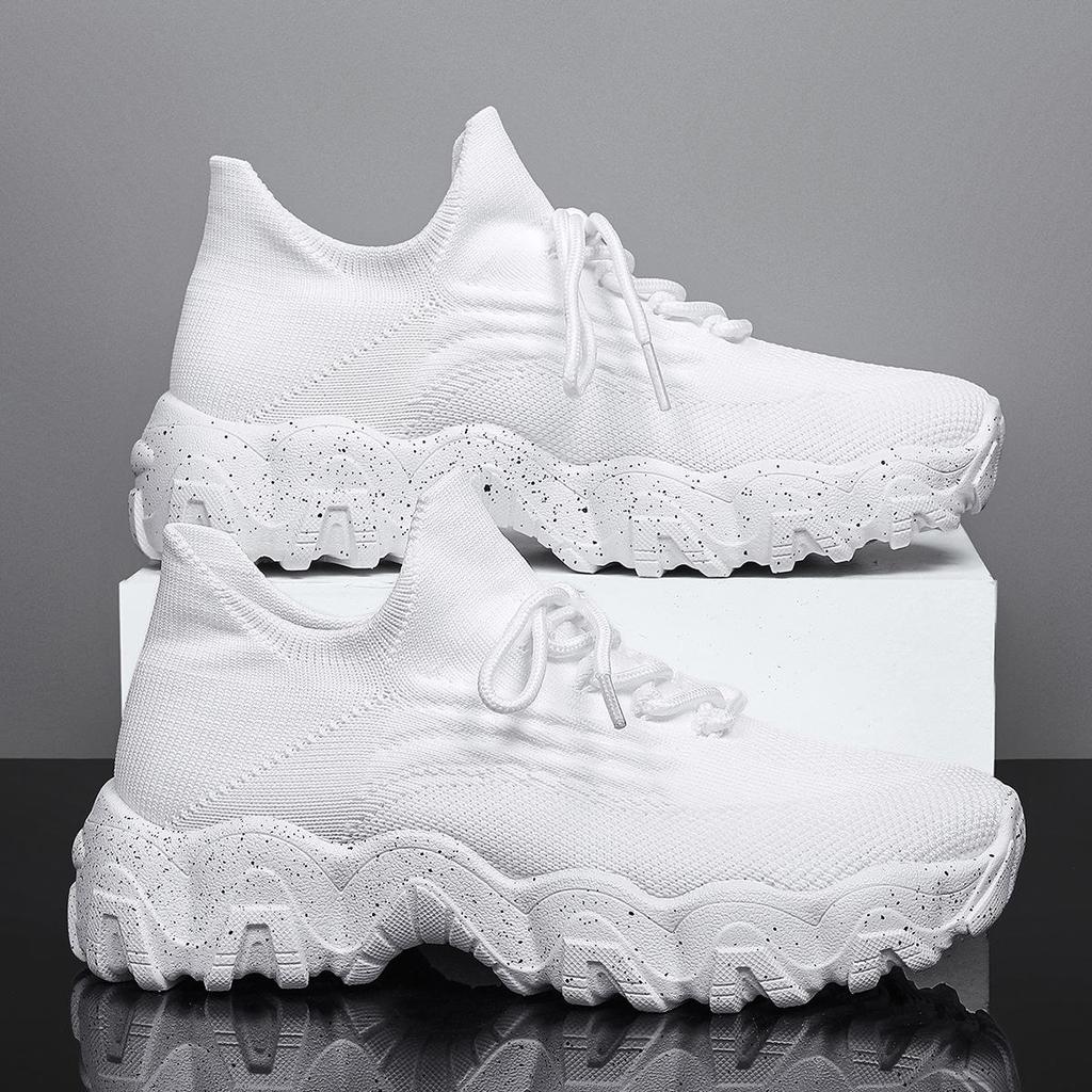 Różowe Sneakersy Wiosenne Damskie Buty Codzienne Oddychające Siateczkowe Sneakersy dla Kobiet Platforma Wsuwane Dzianinowe Skarpety Sneakersy Panie