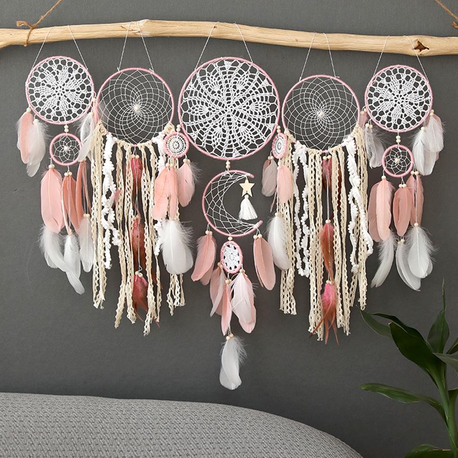 Indian Dream Catcher Wind Chime: Handmade Feather Pendant, Indoor Tassel Wall Hanging, Wedding Decoration
