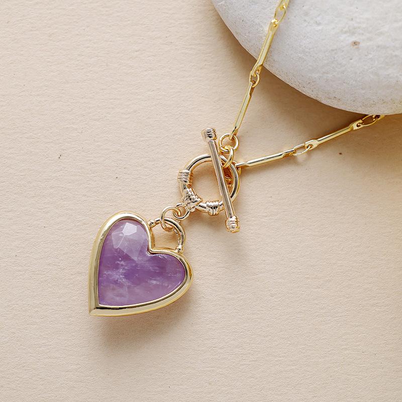 Fashion Light Luxury Simple Natural Stone Love Pendant Short Scarf Necklace Choker Jewelry Gifts