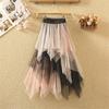 OWIEOW Irregular Short Skirt with Tulle and Tulle Versatile Skirt for Spring and Midi Solid Perfect for Commuting To Work or School Skirt/Long Lace,