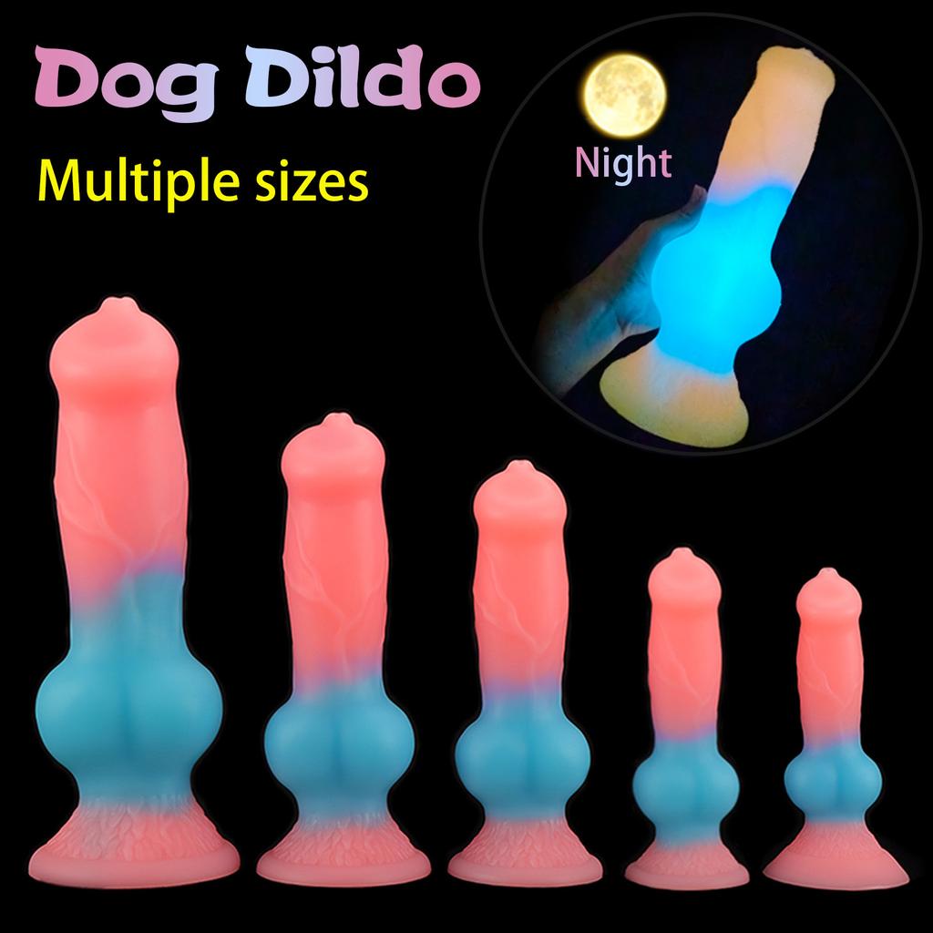 Luminous Big Dog Cock Simulation Penis Shaped Animal Butt Plug Dildo for Men and Women SM Expansion Masturbation Sex Products