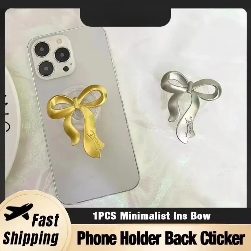 Cute Bow Phone Shell Back Sticker Korea Ins Style Transparent Foldable Phone Stand for iPhone Samsung Xiaomi Back Mounted Holder