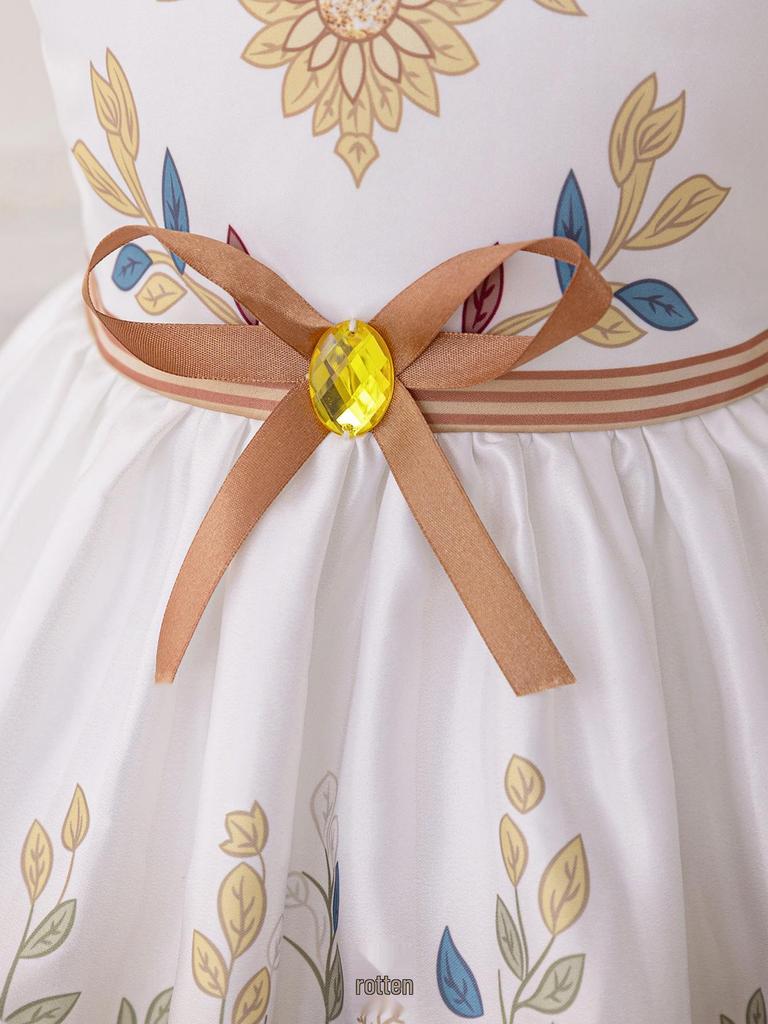 Abito da damigella ricamato a maniche lunghe - Abito da principessa formale per bambini piccoli e medi