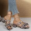 Women's Square Head Shallow Mouth Leopard Print Suede Butterfly Knot Anti-slip Wear-resistant High Heels