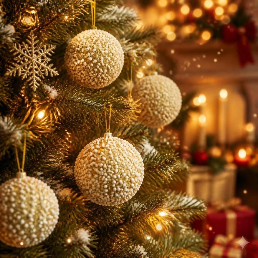 3Pcs/Set 8CM Christmas Tree Balls Shiny Xmas Baubles Durable Xmas Ornament Ball Scene Supplies