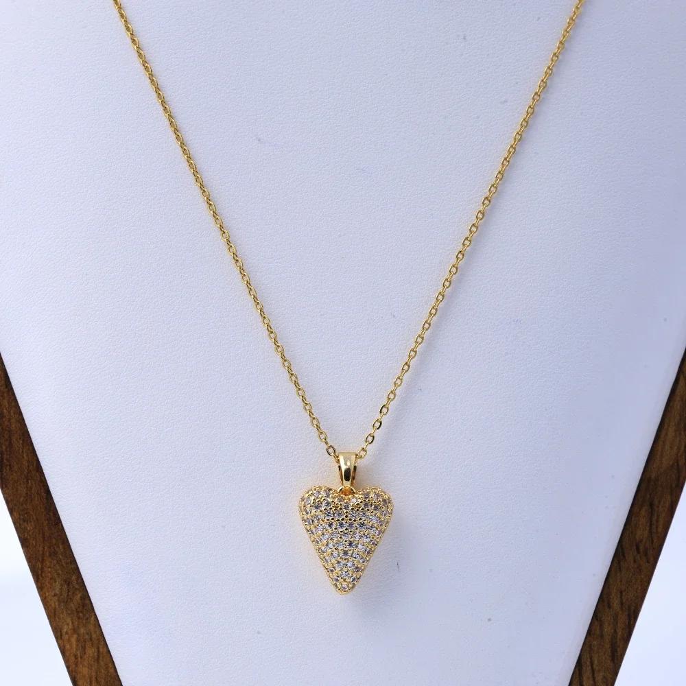 High Version Light Luxury Micro Inlay Love Pendant Titanium Steel Necklace Women's Fashion Versatile Net Red Full of Diamonds Fe