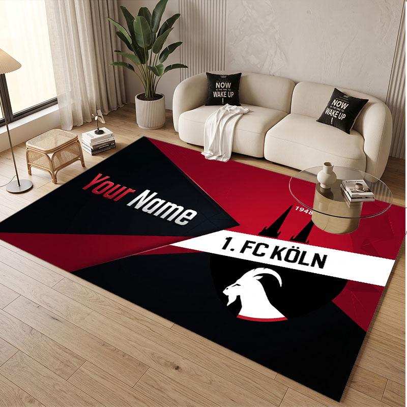 Custom Rug FC Köln Pattern Print Name Text Soft Non‑Slip Floor Carpet for Home Indoor Decoration