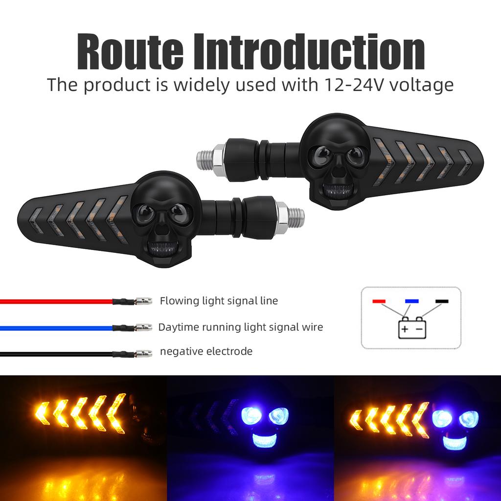 2PCS Motorcycle LED Turn Signal Light 12-24V Flashing Indicator Lamp Dual Color DRL Tail Brake Lamp Decorative For YAMAHA Honda