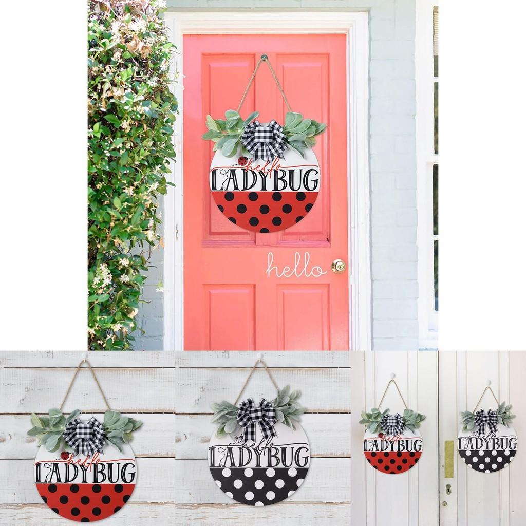 Eye-catching Ladybug Door Decor With Stunning Black White Gray Bow For Seasonal Home Style