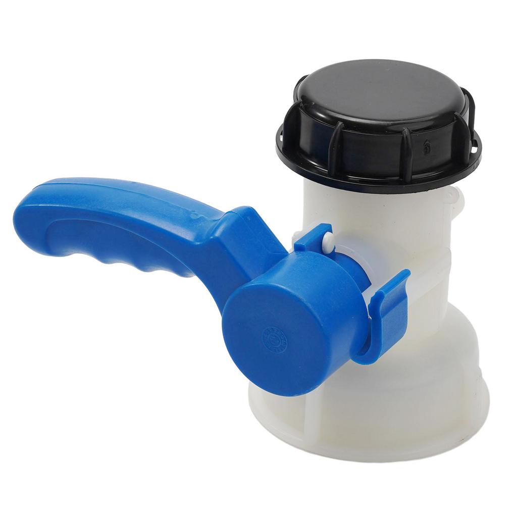 1pc Tank adapter Black cap Blue handle Butterfly Coarse Connection IBC PE S60x6 Thread Valve With fixed union nut