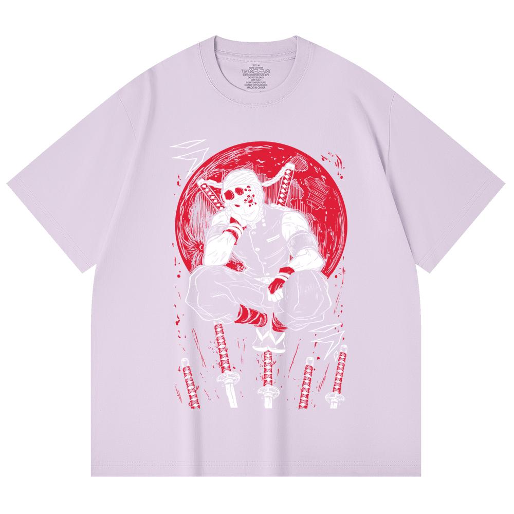 230 Gsm 100% Cotton Demon Slayer V48 Uzui Print Unisex Heavy Cotton T Shirt