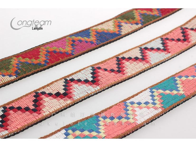 Bohemian Ethnic Leather Ukulele Headstock and Endpin Strap