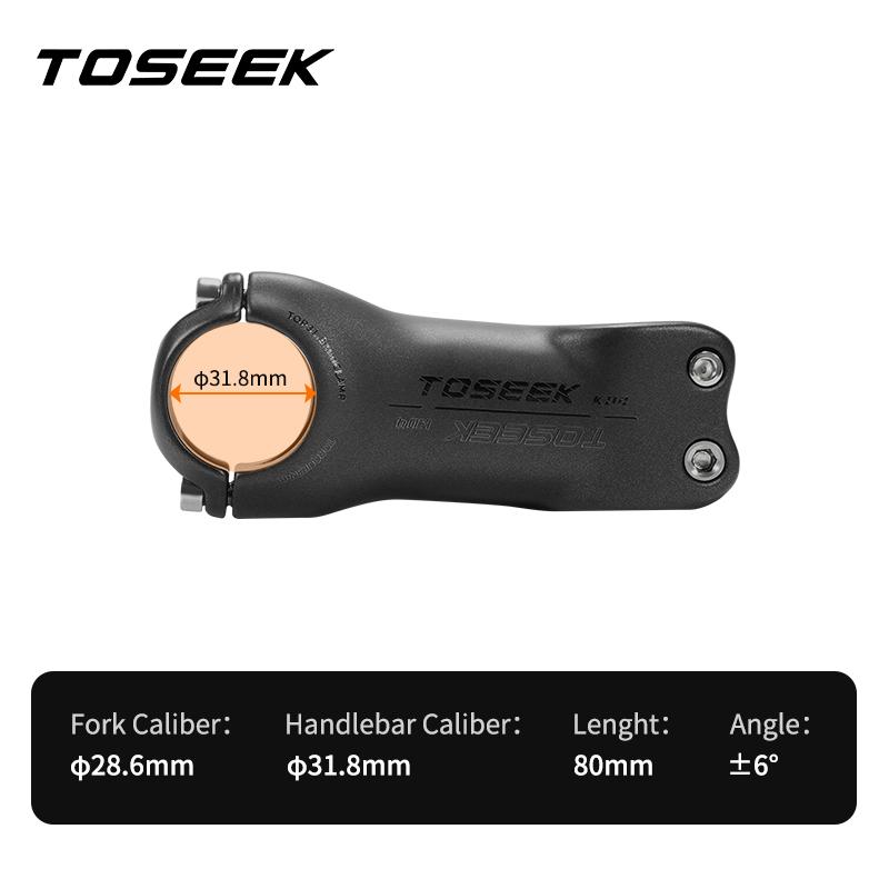TOSEEK T700 Carbon Fiber Road Mountain Gravel Bike Stems 31.8mm Handlebar Clamp 28.6mm Steerer Clamp 6/17 Degree Bicycle Stem