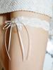 1Pc White Faux Pearl Lace Bridal Garter Belt, Wedding Thigh Garter For Brides