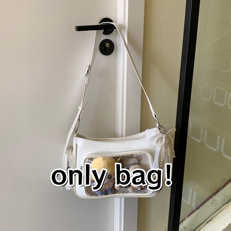 Fashion Transparent Ita Bag Large Capacity Shoulder Bags Cute Preppy Style Bag With Pendant Multi-layer Shopping Travel Bags