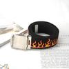 Fashionable Pattern Flame Metal Buckle Decoration Men Casual Woven Canvas Belt