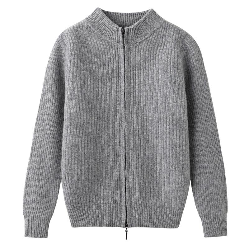Kids' Unisex Wool Zip Cardigan: Half-Collar, Long-Sleeve Fashion Sweater