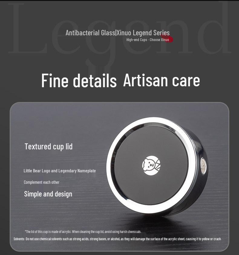 Dual-Layer Antibacterial Glass Cup for Women & Men - Compact Business, Travel, Office, or Car Use.