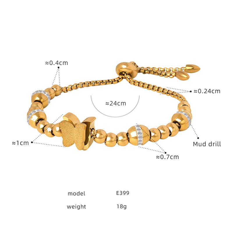 Adjustable Summer Beaded 18K Gold Plated Titanium Stainless Steel Waterproof Tarnish Free Jewelry Bracelets for Women Para Mujer