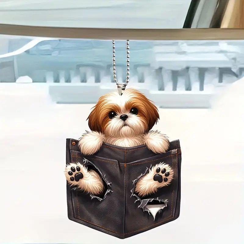 Cartoon Dog Cute Acrylic Hanging Car Decor For Unique Vehicle Charm Interior
