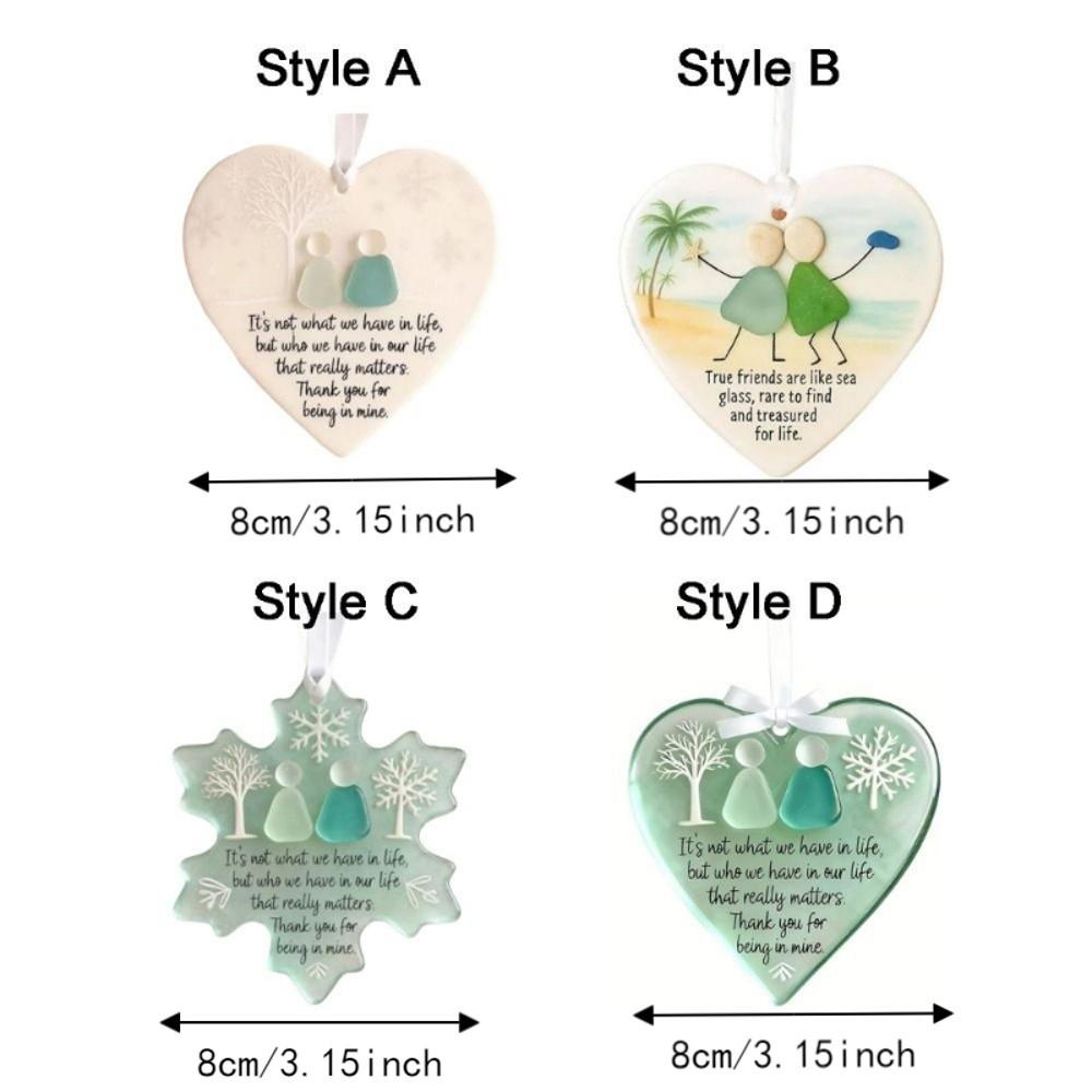 2D Flat Friendship Snowflake Handcrafted Heart-Shaped Christmas Emotional Quote Pendant Hanging Acrylic