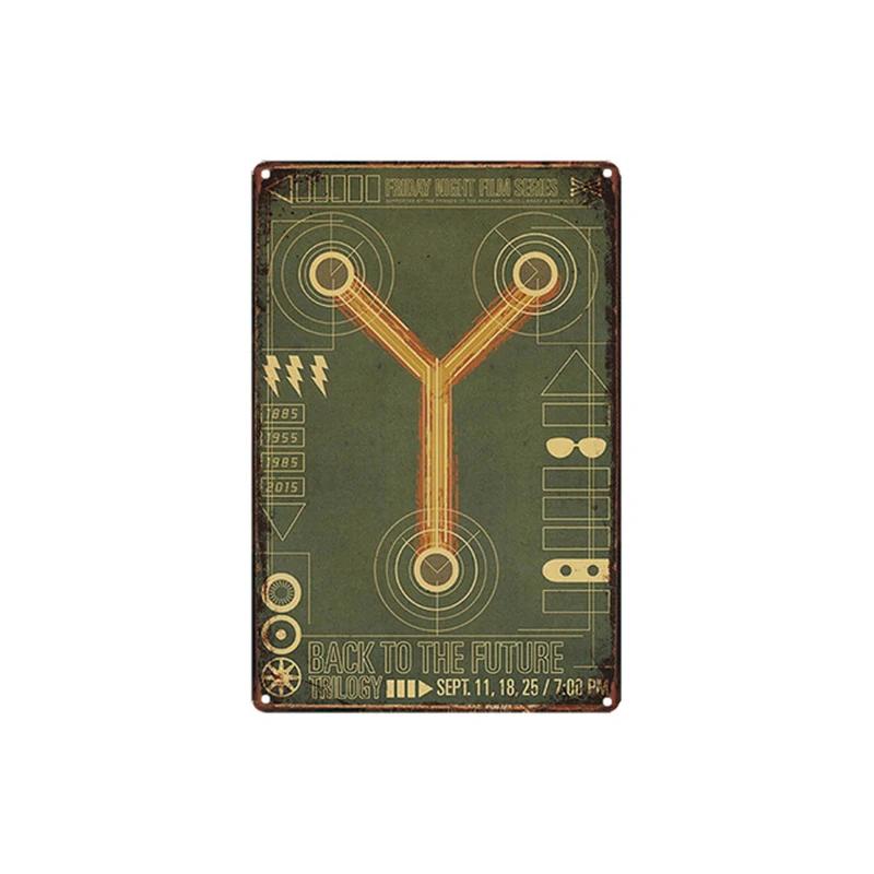 Zpátky do budoucnosti Slavný Sci-Fi Film Plechová cedule Kovová Železná deska Malba Retro Klasický Plakát Bar Ložnice Nástěnná Samolepka Umění Pl s