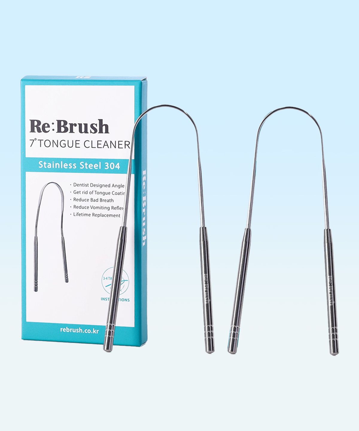 2 Stainless Steel 7-Degree Tongue Cleaners