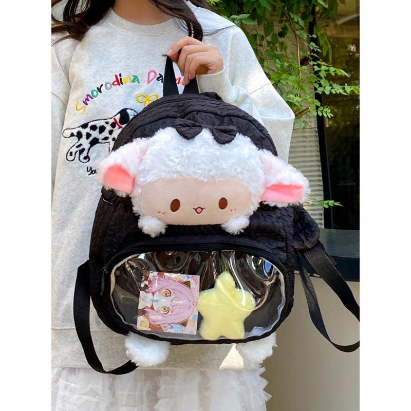 Schoolbag high value cute small wool fleece backpack winter new female college student schoolbag large capacity commuter backpack