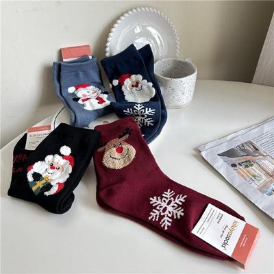 Cartoon Weihnachten Damen Mid-Calf Baumwollsocken - Frühling/Herbst/Winter von Kikiyasocks