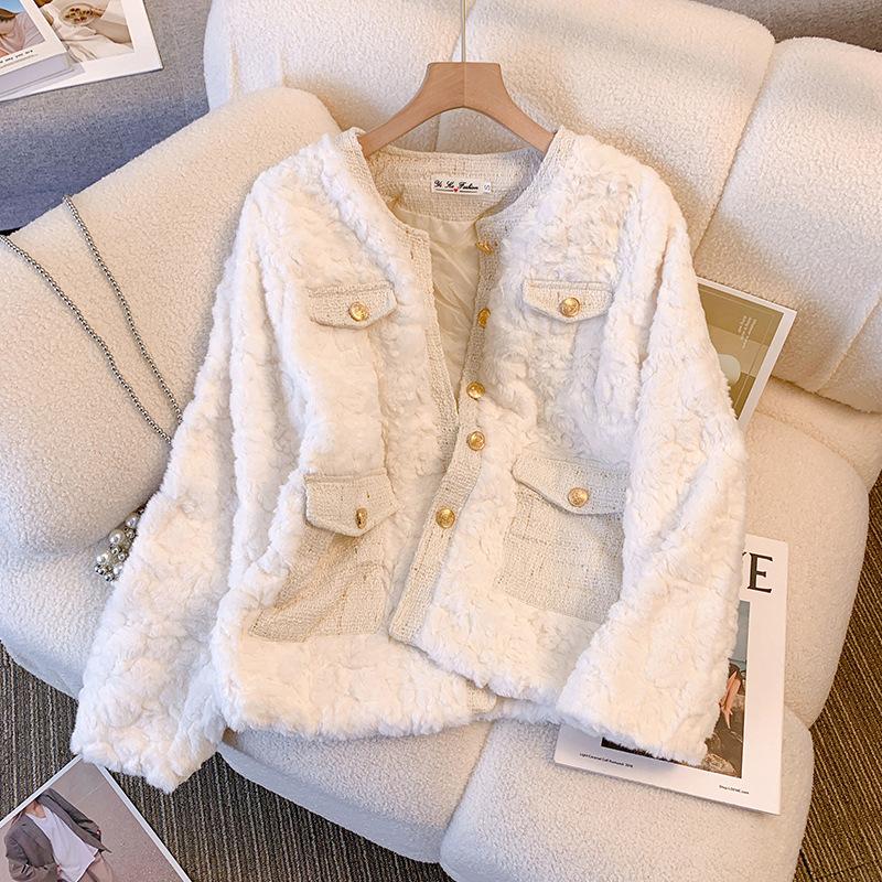 

Новое корейское простое пальто, женский вязаный свитер, милый зимний свитер, плюшевое кружевное пальто, свободное повседневное пальто для девочек, очаровательный вязаный женский топ класса люкс L белый