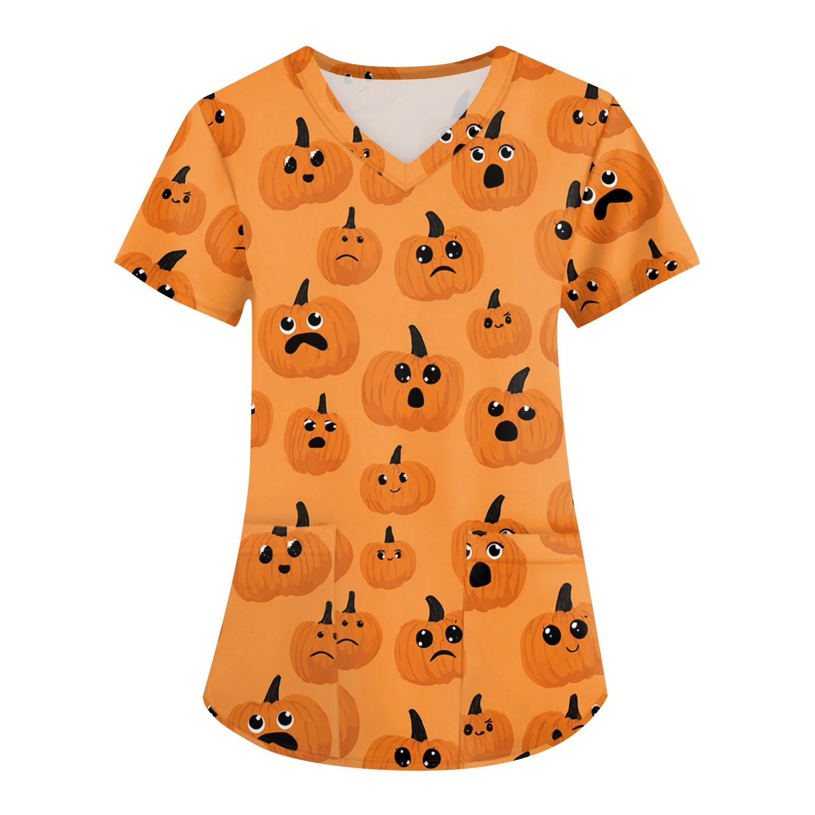 

Женская рабочая униформа с принтом, V-образный вырез, карманы, базовый короткий рукав, пуловер, топ XL шафрановый