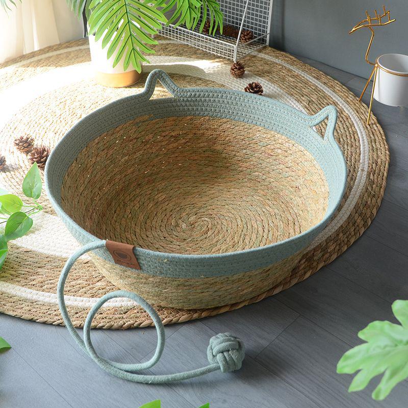 Rattan Woven Cat Bed: All-Season Winter Warm Nest for Pets