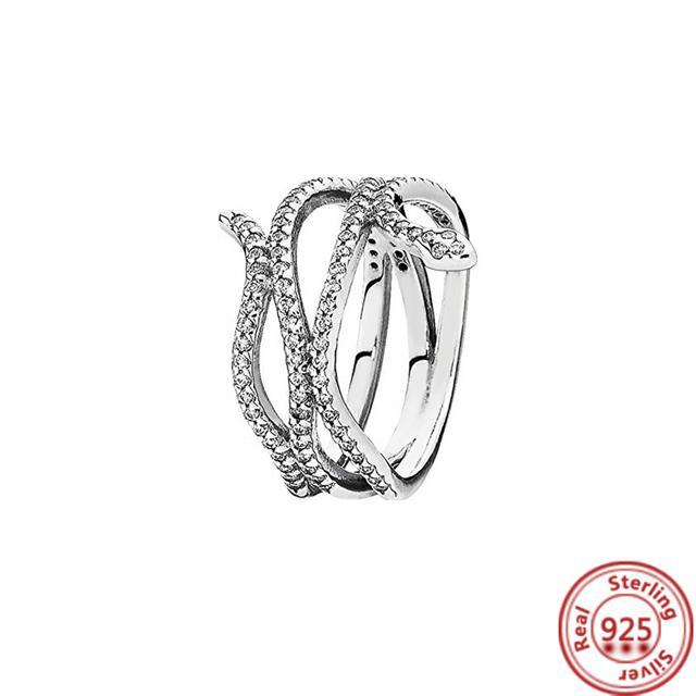 Silver Original Delicate Ring Zirconia Sparkling Row Eternity Round Ring Women European Jewelry DIY