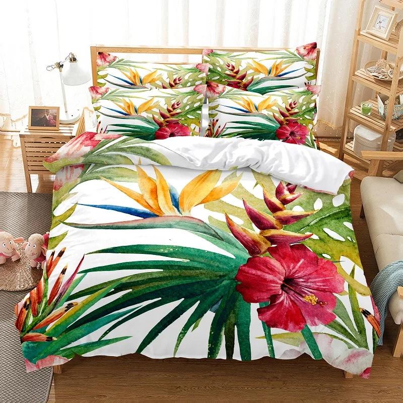 Rose Pattern Bedding Set, Duvet Set, Digital Printing Queen Bed Three-piece Set