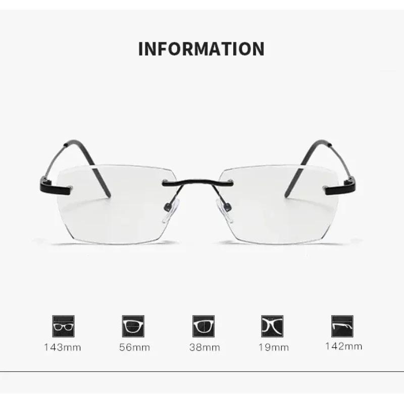 Ultralight Rimless Pochromic Myopia Glasses for Women Men Blue Light Blocking Computer GLasses Near-sighted UV Sunglasses