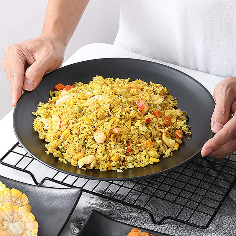 Schwarzer Melamin-Western-Essteller, Serviertablett, Hot Pot, Barbecue, Restaurant-Teller, Porzellanimitat, Geschirr, runder Teller