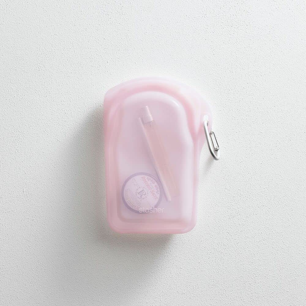 Stasher Go Bag STGO with Reusable Silicone Storage Portable Pure Silicone Storage Ziploc Hot Water Safe Carabiner, Container, Bag, Bag, Compatible,