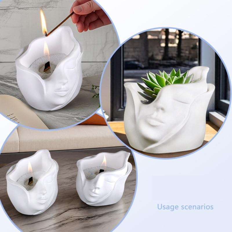 Succulent Vase Moulds Flowerpot Mold Human Face Shape Plant Pots Mold Pen Storage Holder Moulds Suitable for Crafting