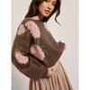 Women S Loose Round Neck Long Sleeve Knit Sweater Lazy Floral Pattern
