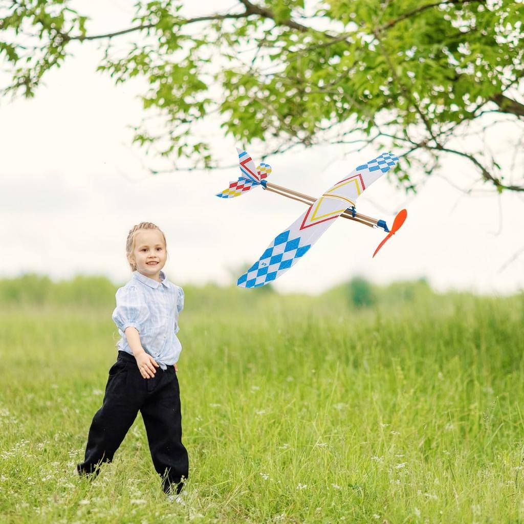 TOYANDONA 5Pcs Rubber Band Powered Aircraft Airplane Model Creative Helicopter for Kids Throwing Glider Airplane Toy for Birthday Party Favor Prize