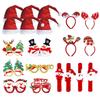 Christmas Antler Glasses & Santa Hat Set for Adults and Kids - Gift with Santa Claus Hat & Snowman Headband