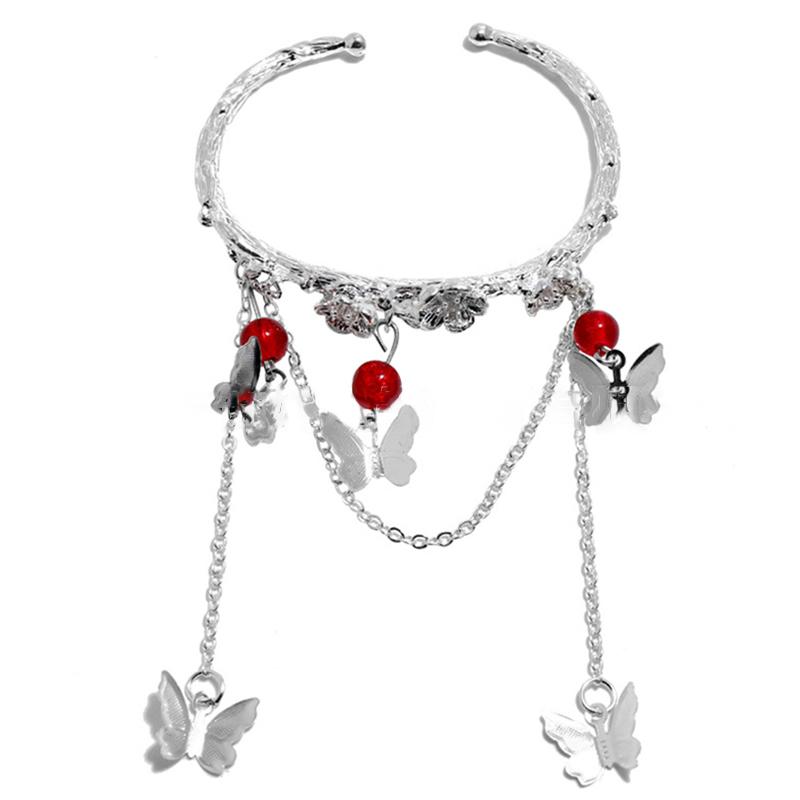 Anime Tian Guan Ci Fu Bracelet With Bell Ring Hua Cheng Xie Lian Adjustable Butterfly Finger Rings Pendant Jewelry Accessories