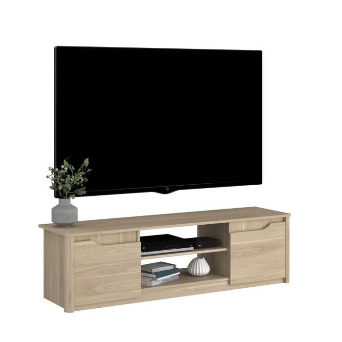 Classic TV Stand BETTY - Furniture In Particleboard with Oak Decor - L150 X H42 X D60 Cm
