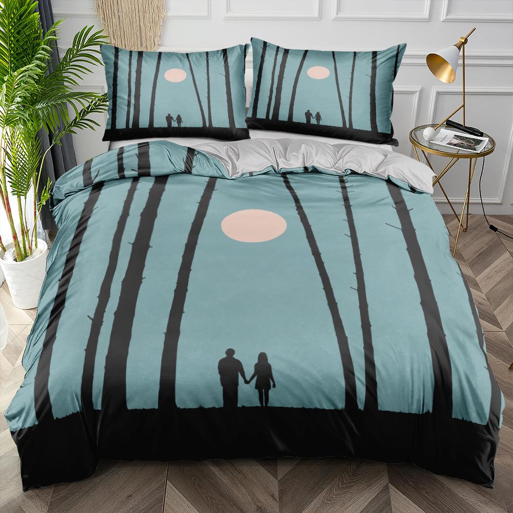 3D Valentine's Day Bedding Set, Couple Down Duvet and Pillowcase, Couple Room Full Size Creative Minimalist Home Textile Valentine's Day Gift